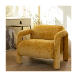 WOOOD Fauteuils|Lenny Fauteuil grove textuur goud/geel