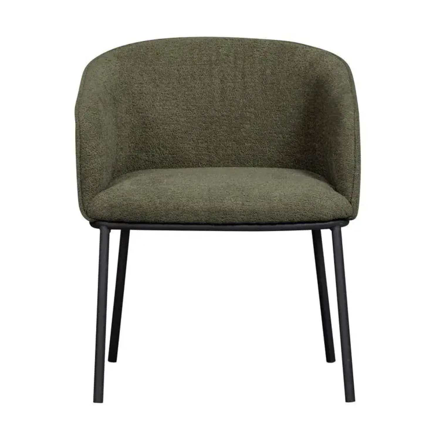 WOOOD Eetkamerstoelen|Leon Eetkamerstoel bouclé groen