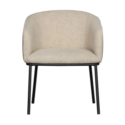 WOOOD Eetkamerstoelen|Leon Eetkamerstoel bouclé naturel melange