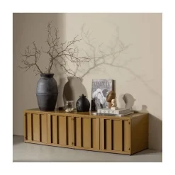 WOOOD Industriele Kasten|Tv Meubels|Level Tv meubel metaal honinggeel 160cm
