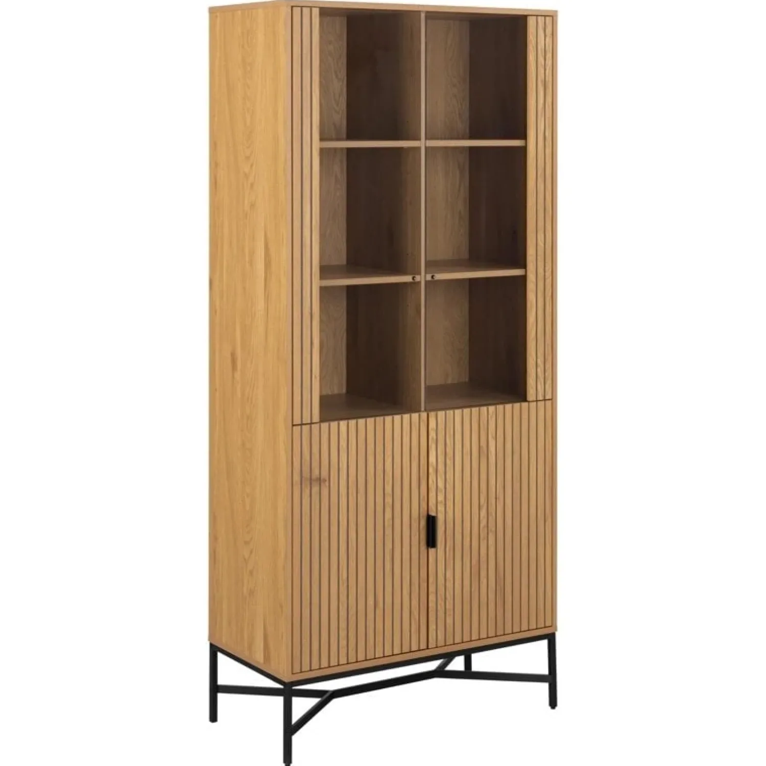 Nordhavn Vitrinekasten|Industriele Kasten|Lexora Vitrinekast Eiken lichtbruin 80cm