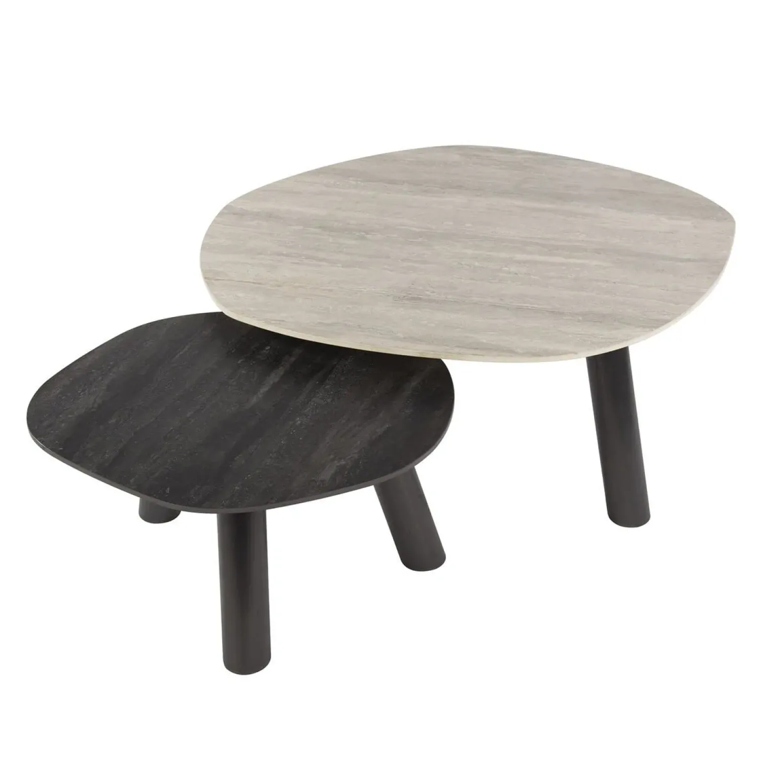 Kalfort Salontafels|Lex Salontafel set van 2 log keramiek travertin