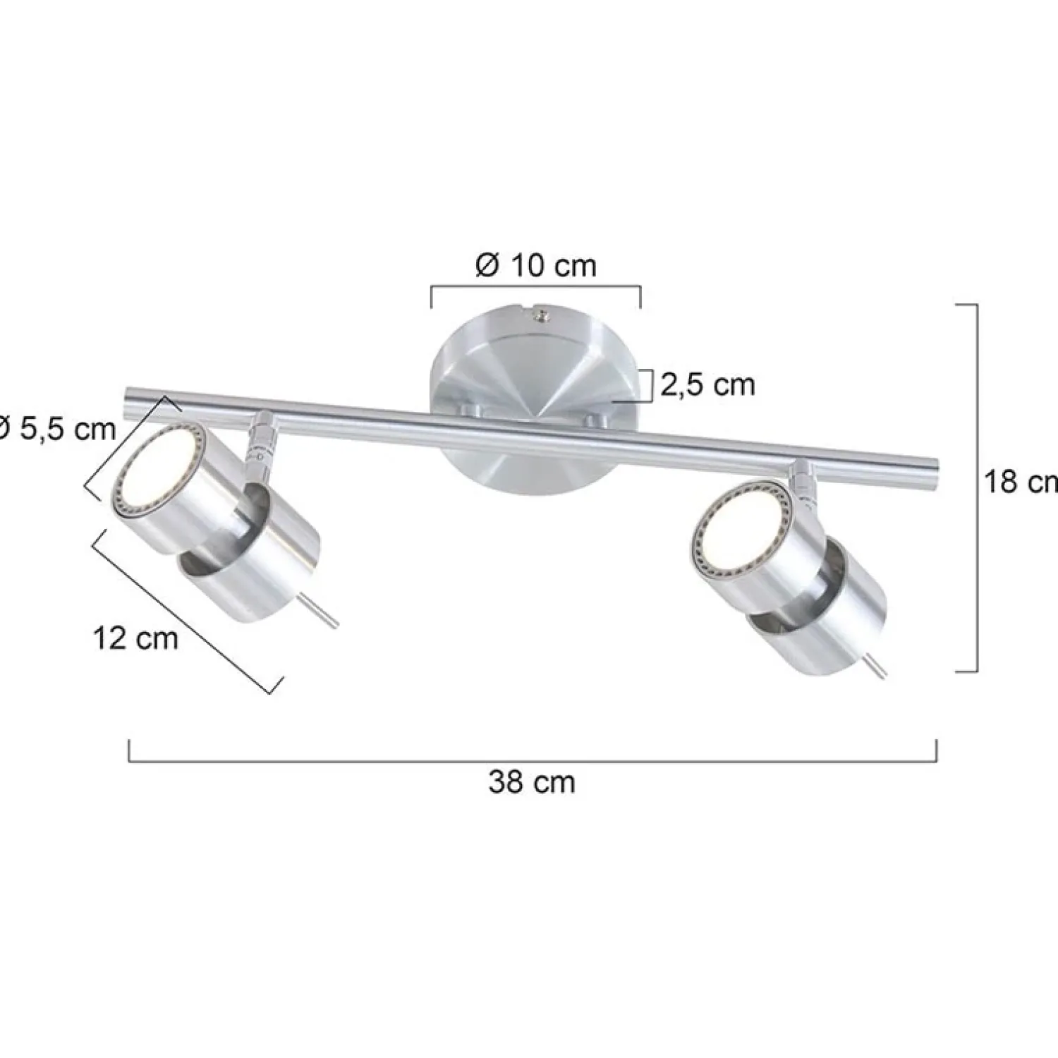 Steinmex Wandlampen|Plafondlampen|2-lichtspot Natasja modern metaal