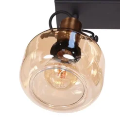 Steinmex Wandlampen|Lior 2-lichts Wandlamp Brons Amberglas