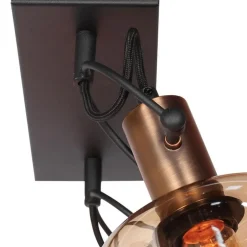 Steinmex Wandlampen|Lior 2-lichts Wandlamp Brons Amberglas