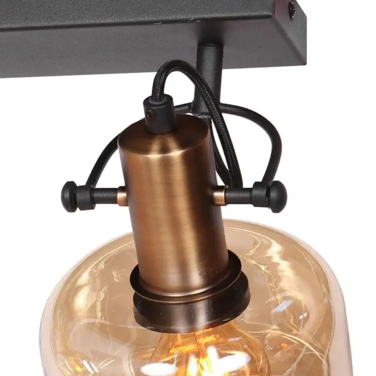 Steinmex Wandlampen|Lior 2-lichts Wandlamp Brons Amberglas