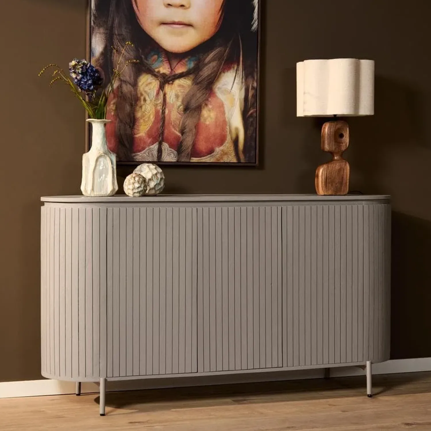 Furndea Dressoirs|Industriele Kasten|Livia Dressoir Taupe 165cm