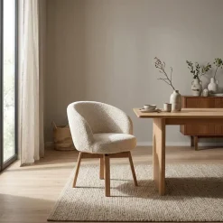 Eleonora Eetkamerstoelen|Livia Eetkamerstoel Beige stof