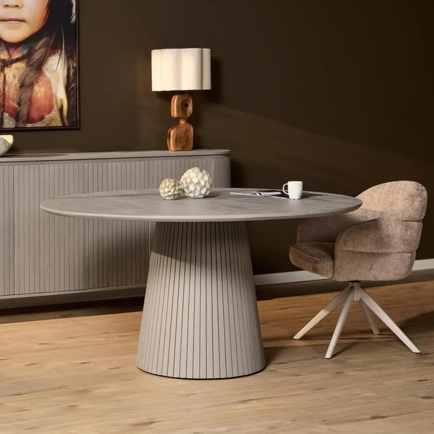 Furndea Eettafels|Livia Eettafel Rond Taupe 150cm