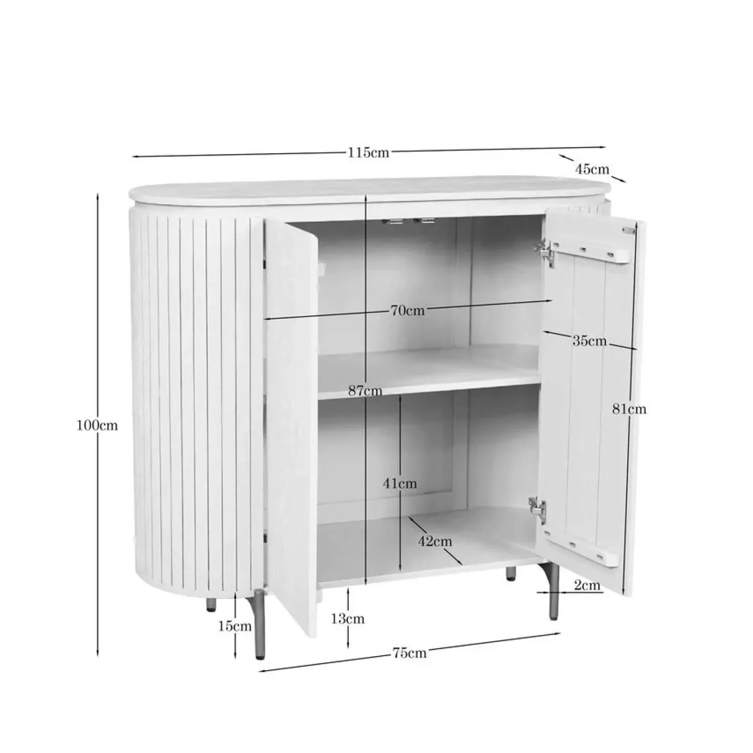 Furndea Wandkasten|Industriele Kasten|Livia Lage kast Zand 115cm