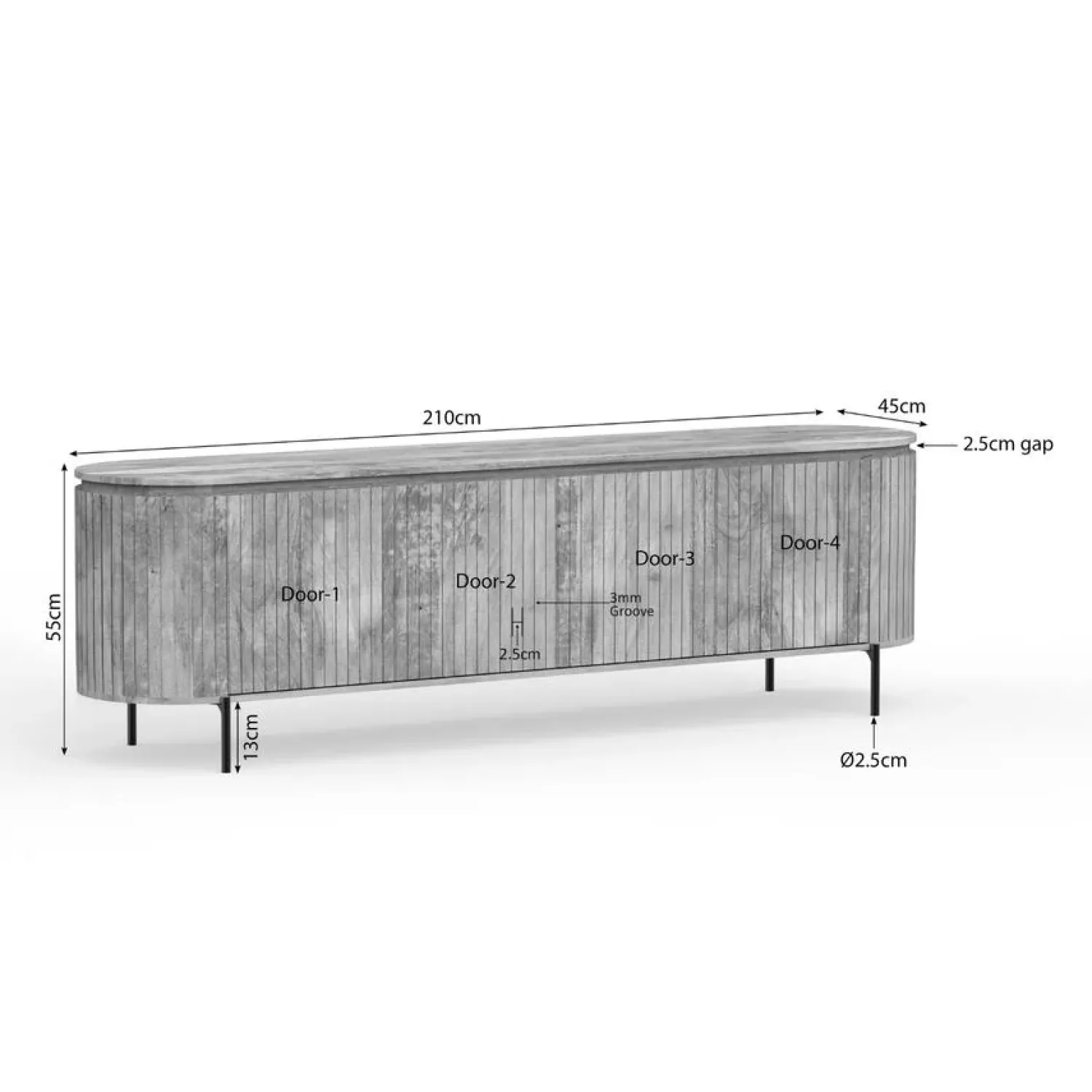 Furndea Industriele Kasten|Tv Meubels|Livia Tv meubel Naturel 210cm