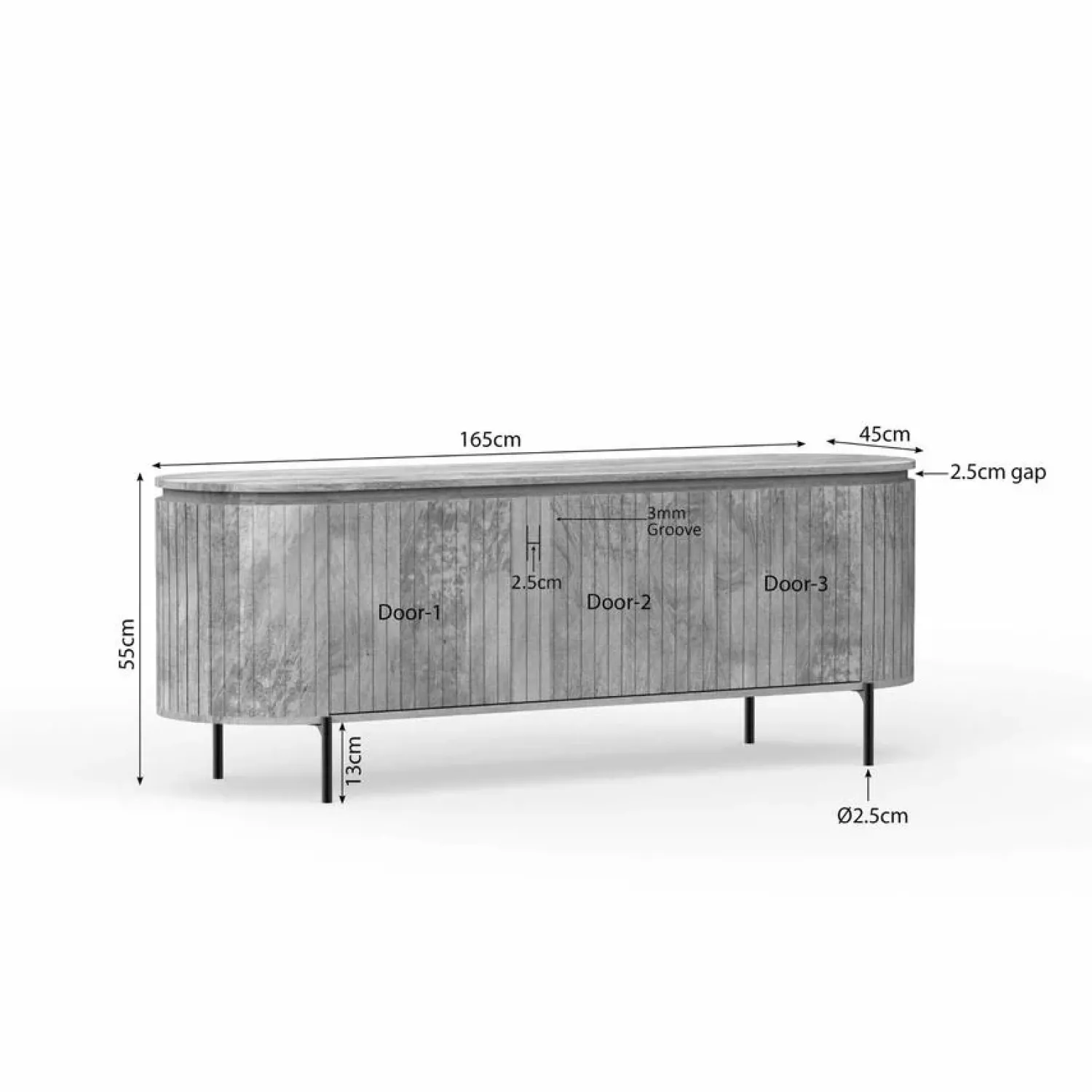 Furndea Industriele Kasten|Tv Meubels|Livia Tv meubel Taupe 165cm