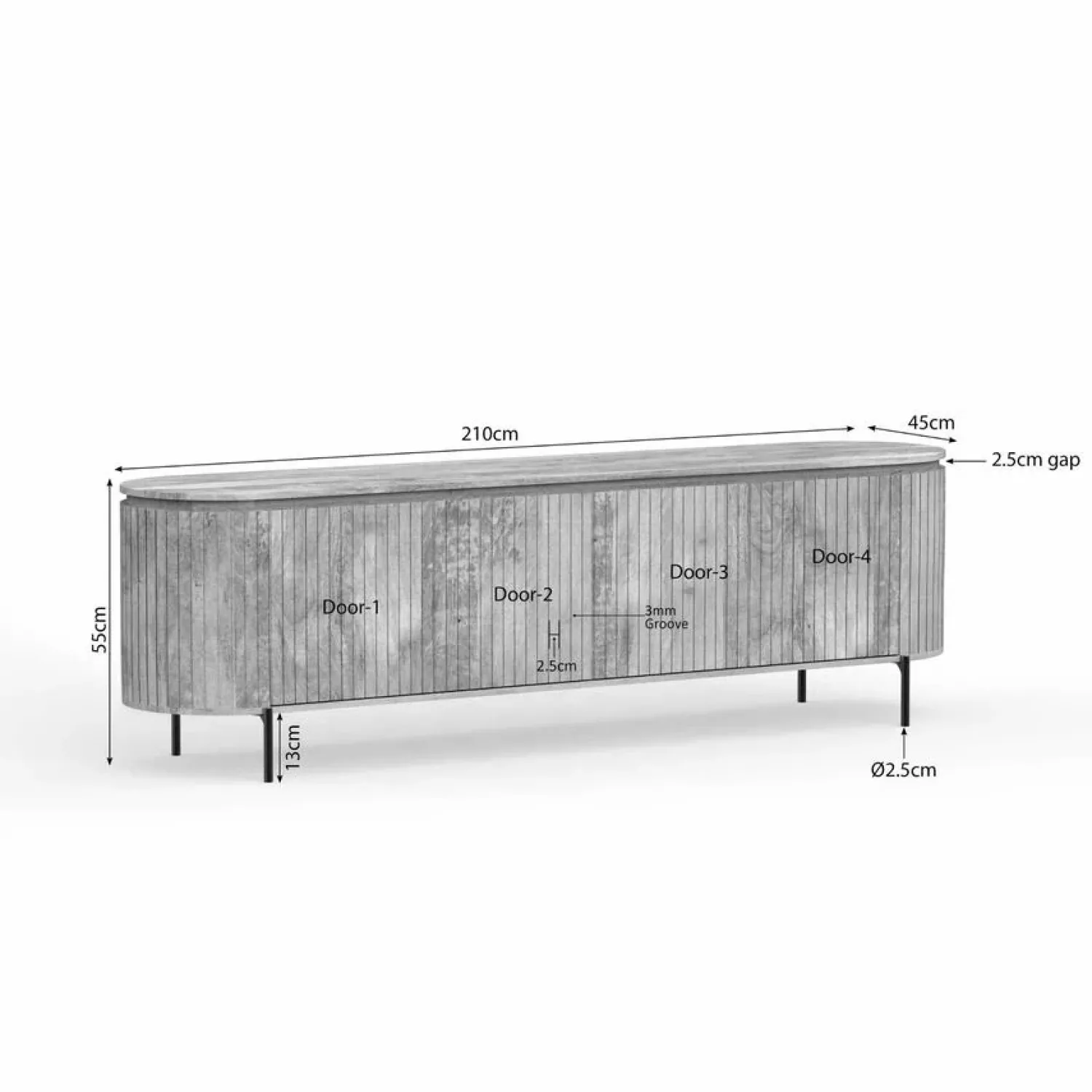Furndea Industriele Kasten|Tv Meubels|Livia Tv meubel Taupe 210cm