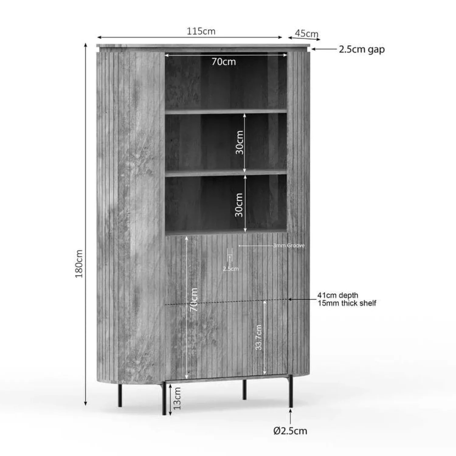 Furndea Wandkasten|Industriele Kasten|Livia Wandkast Taupe 115cm