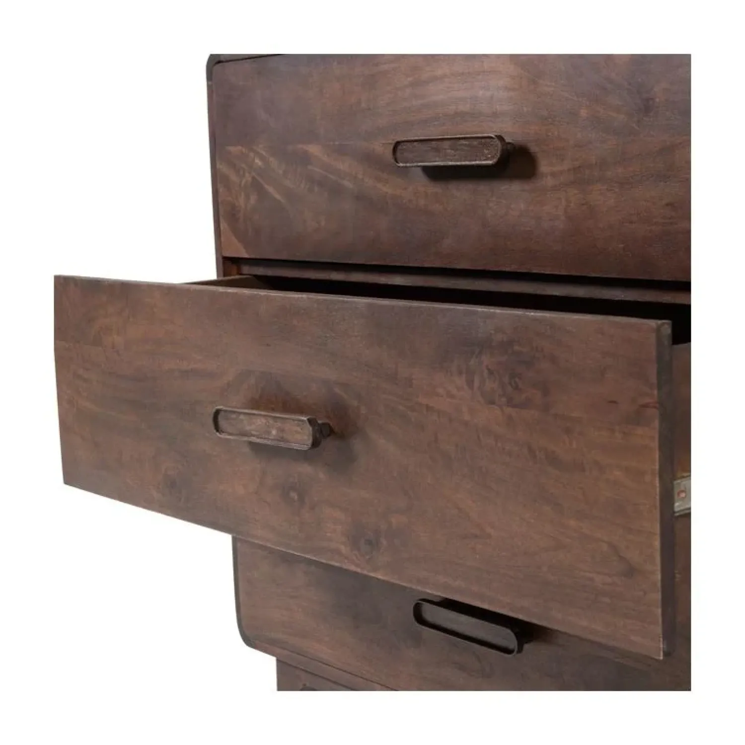 WOOOD Ladenkasten|Industriele Kasten|Liya Ladekast mangohout donkerbruin 90cm
