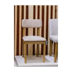 LykkeHome Eetkamerstoelen|Lize Eetkamerstoel zand met naturel poot