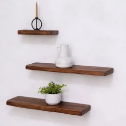Vane Living Wandplanken|Wandrekken|Londo Wandplank zwevend Walnoot Mangohout 80cm