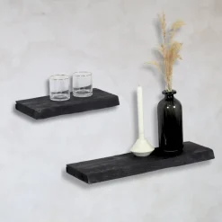 Cavetown Wandplanken|Wandrekken|Londo wandplank zwevend Zwart Mangohout 40cm