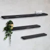 Cavetown Wandplanken|Wandrekken|Londo wandplank zwevend Zwart Mangohout 120cm