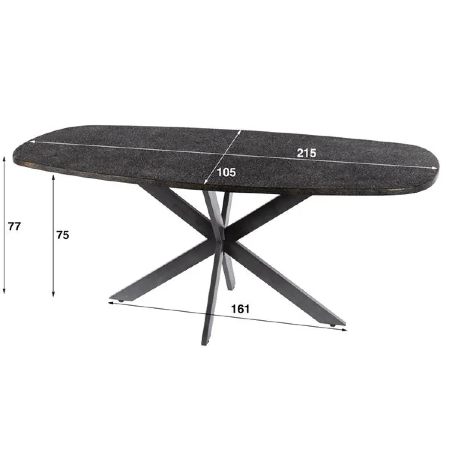 Kalfort Eettafels|Lopez Eettafel deens ovaal Metallic grijs 215cm