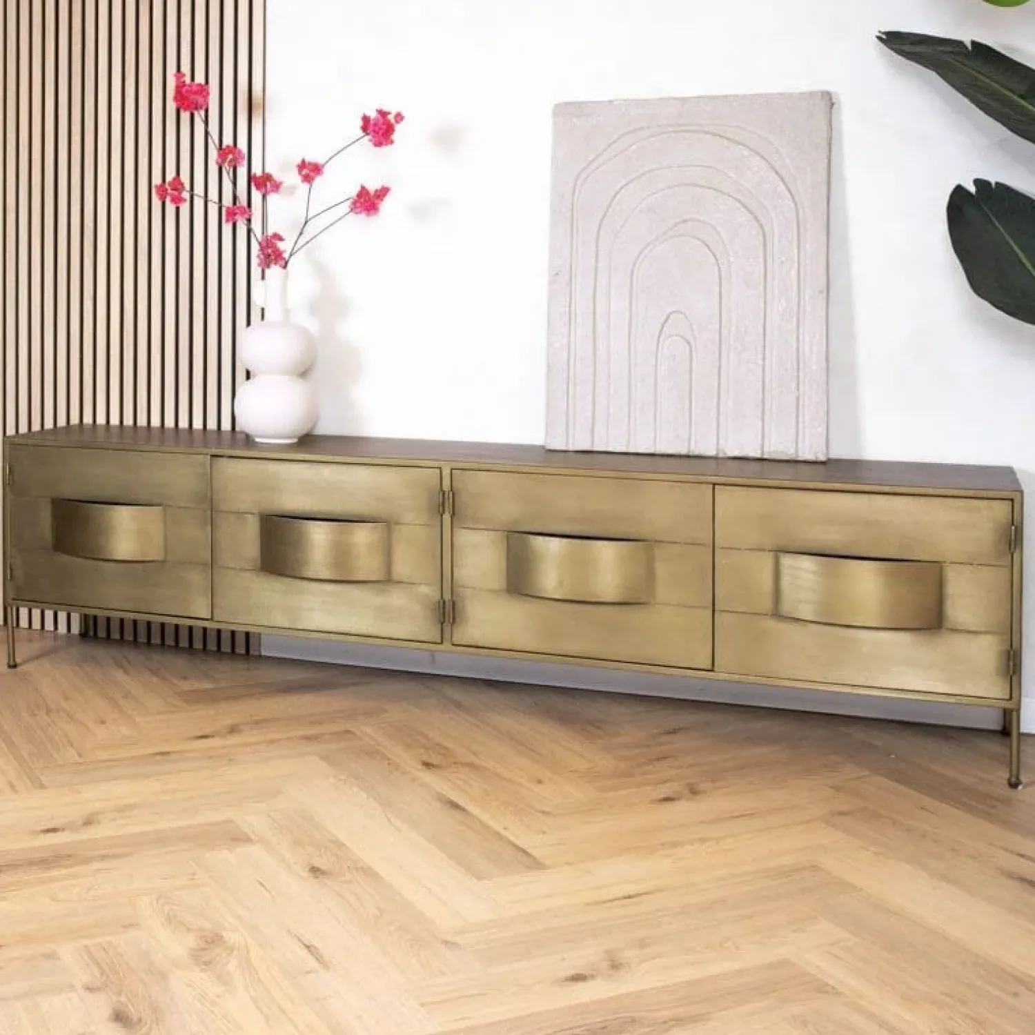 PTMD Industriele Kasten|Tv Meubels|Loua tv meubel goud 170cm
