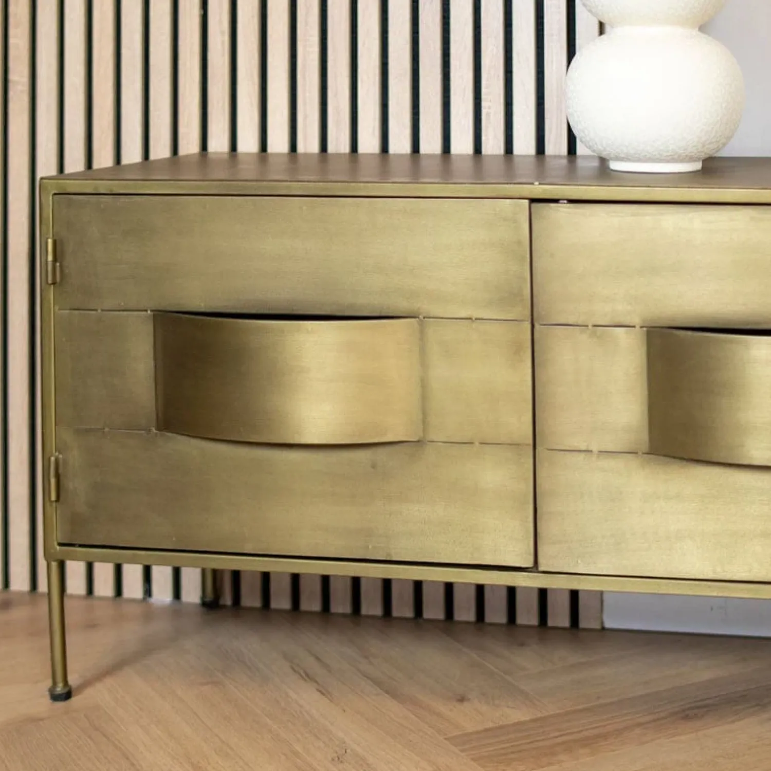 PTMD Industriele Kasten|Tv Meubels|Loua tv meubel goud 170cm