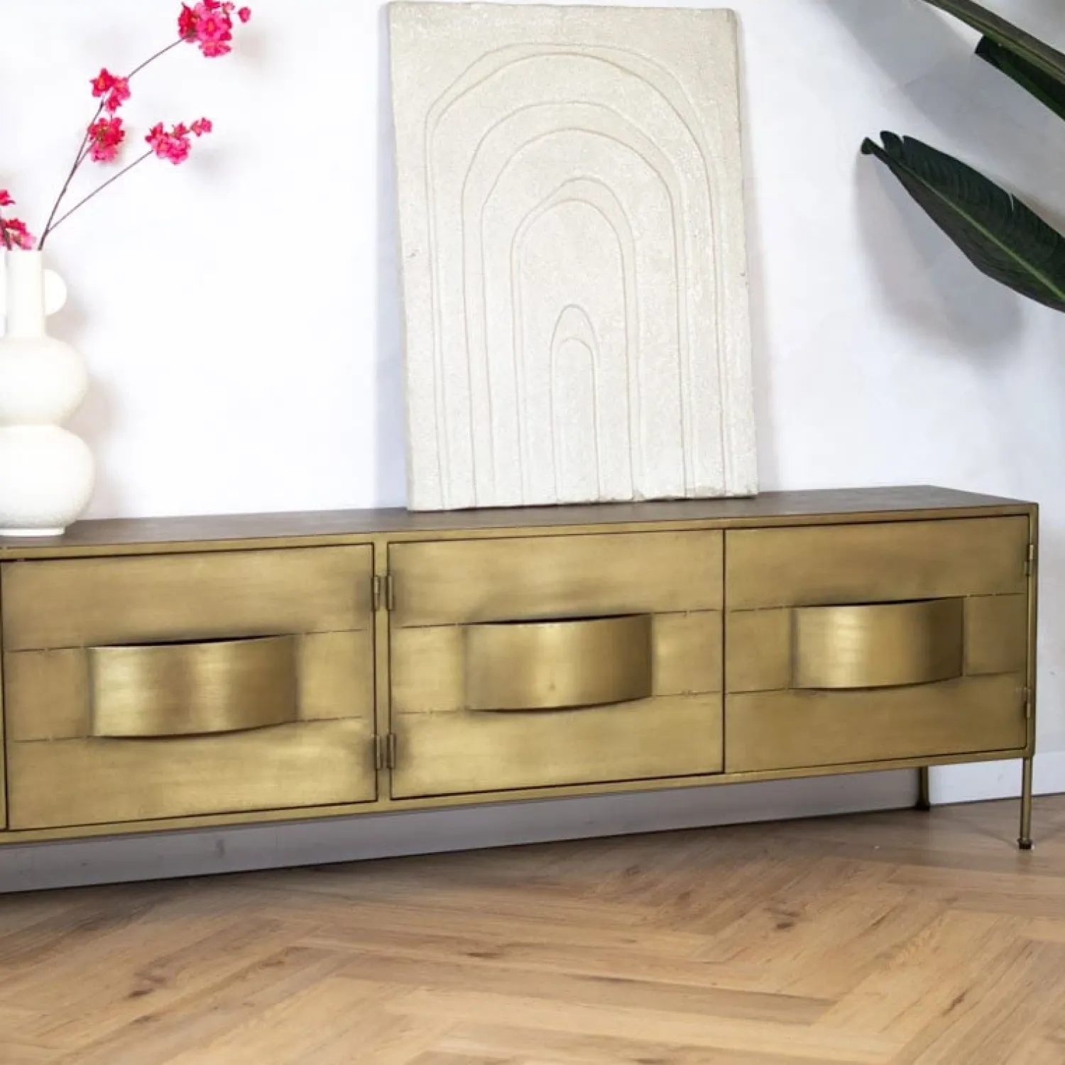 PTMD Industriele Kasten|Tv Meubels|Loua tv meubel goud 170cm