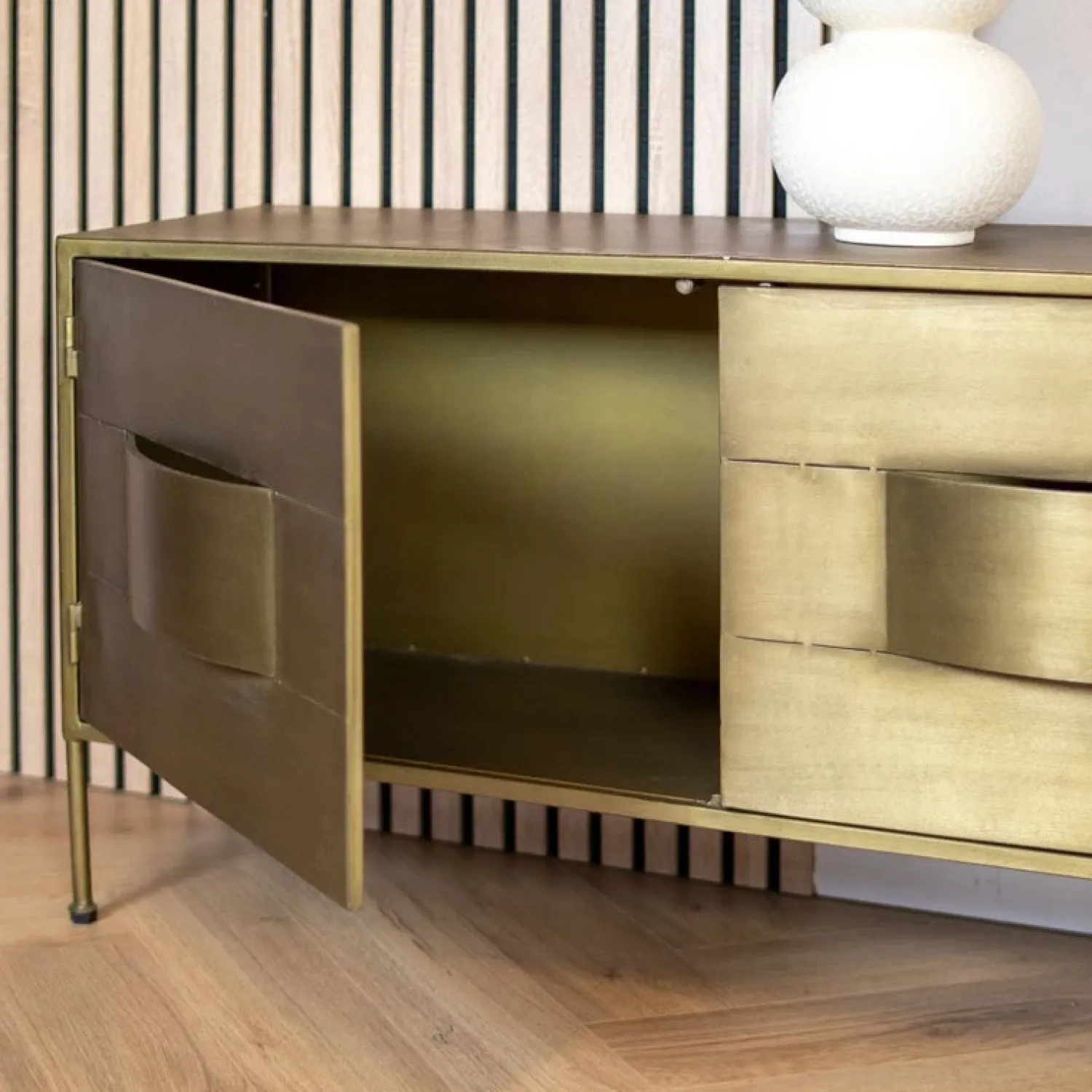 PTMD Industriele Kasten|Tv Meubels|Loua tv meubel goud 170cm