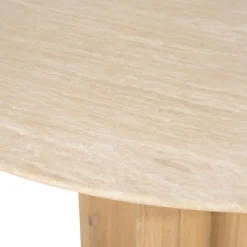 Eleonora Eettafels|Lova Eettafel Rond Naturel travertin 130cm