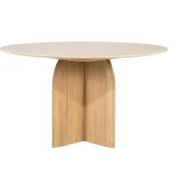 Eleonora Eettafels|Lova Eettafel Rond Naturel travertin 130cm