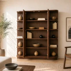 Vane Living Boekenkasten|Industriele Kasten|Luca Boekenkast walnoot 160cm