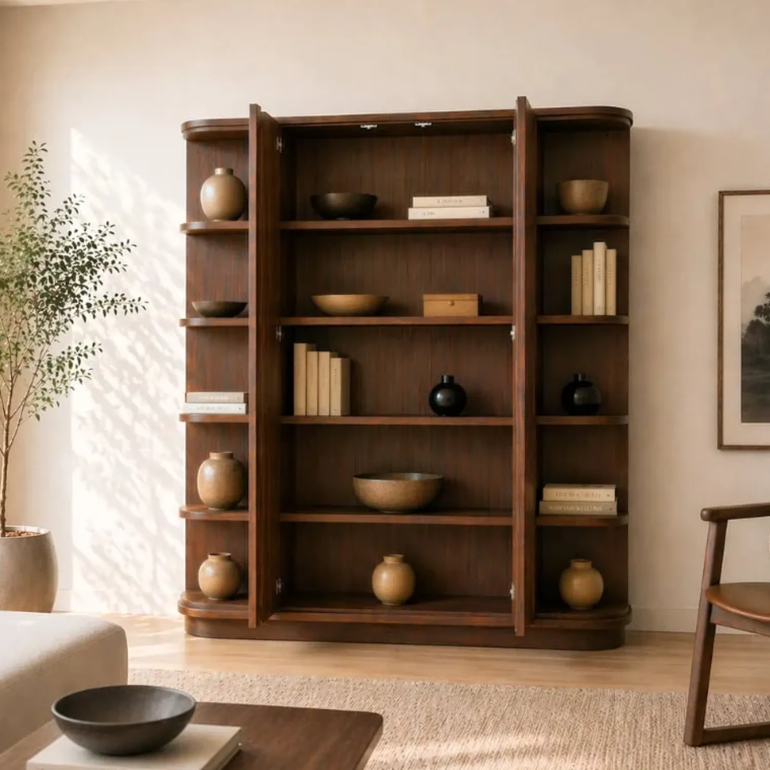 Vane Living Boekenkasten|Industriele Kasten|Luca Boekenkast walnoot 160cm