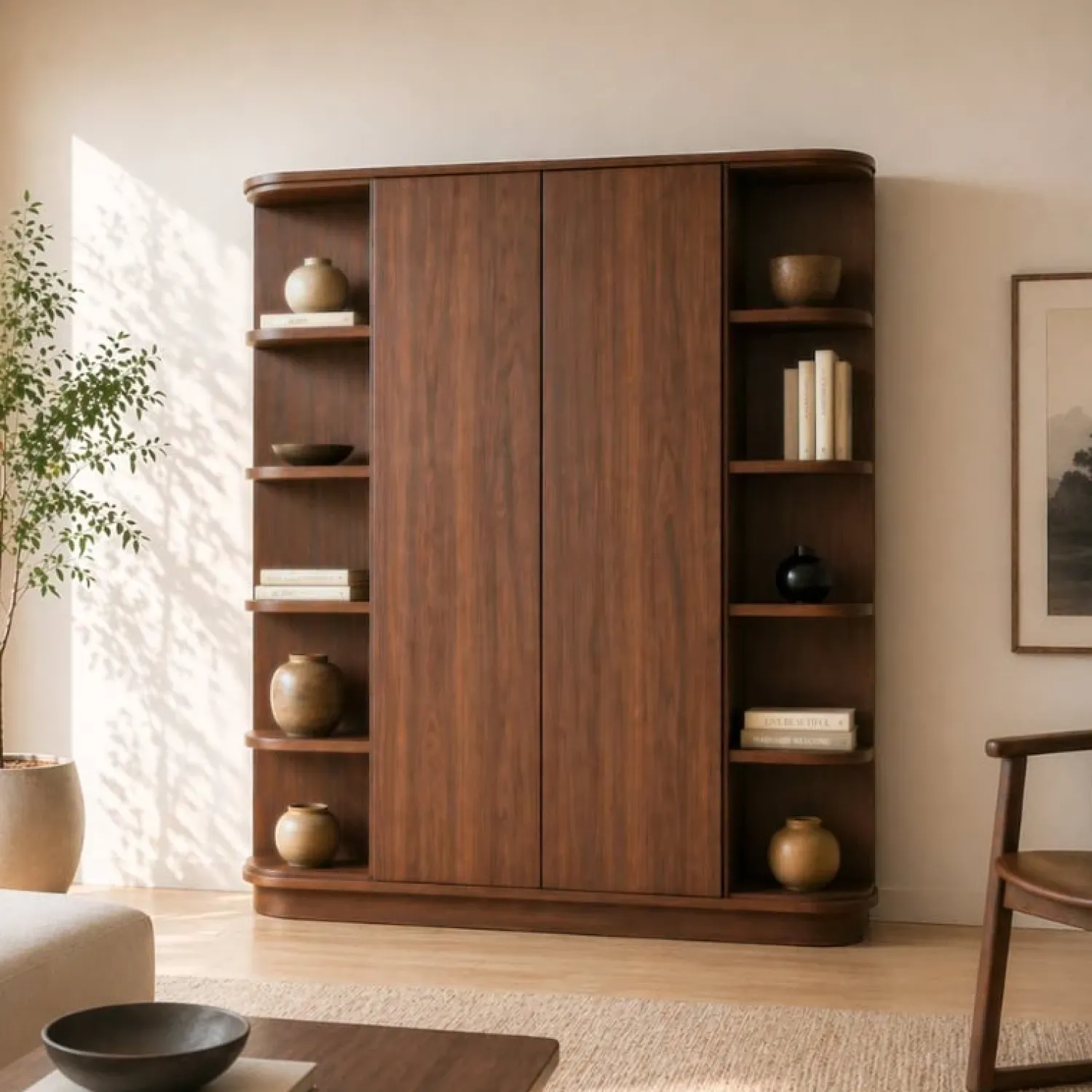 Vane Living Boekenkasten|Industriele Kasten|Luca Boekenkast walnoot 160cm