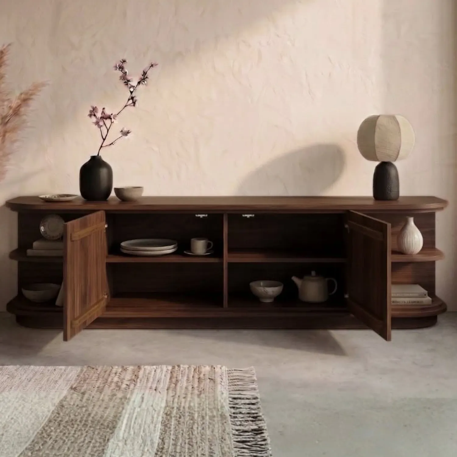 Vane Living Dressoirs|Industriele Kasten|Luca Dressoir walnoot 205cm