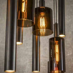 Kalfort Hanglampen|Glazen Hanglamp|Luca 9-lichts Hanglamp Bruin