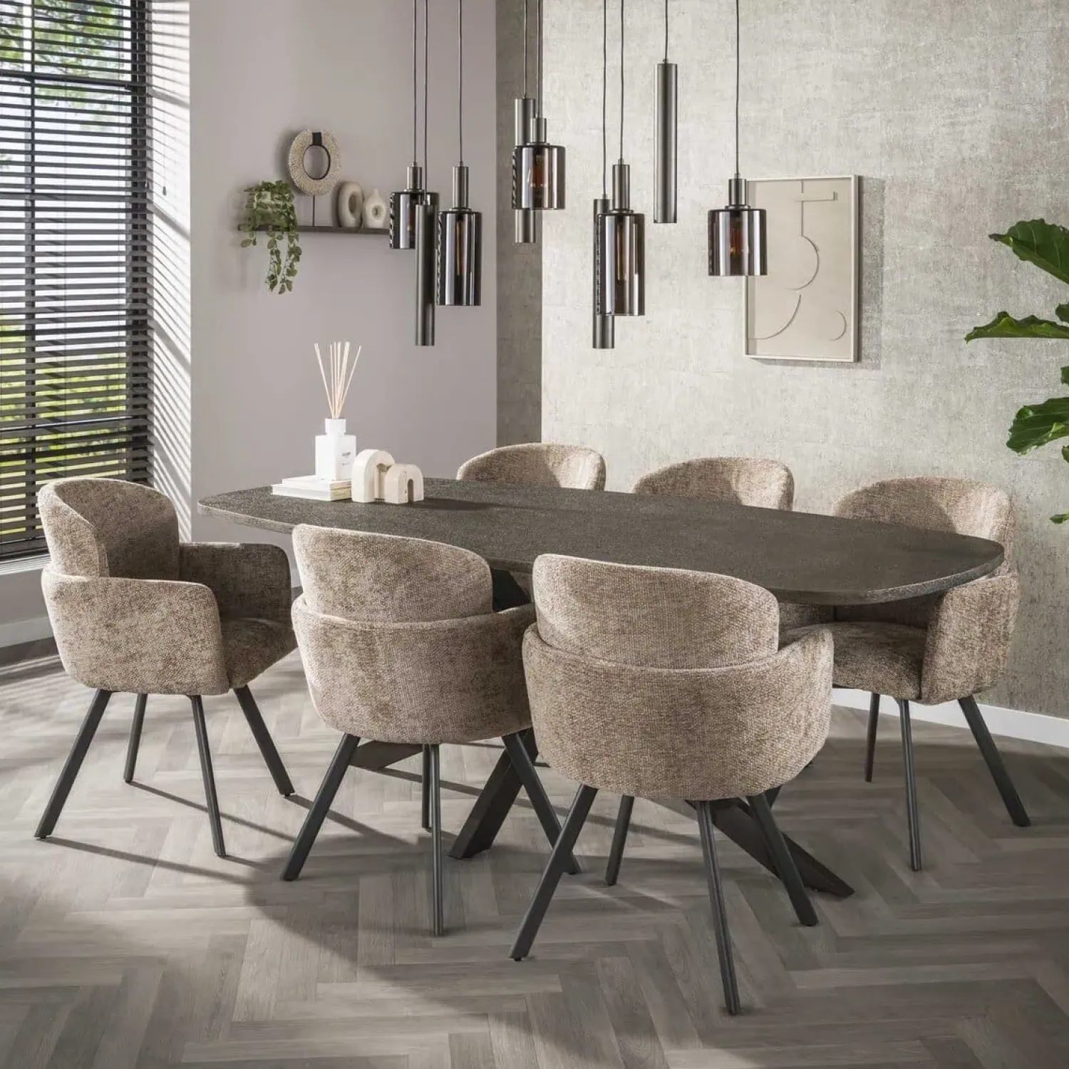 Kalfort Hanglampen|Glazen Hanglamp|Luca 9-lichts Hanglamp Bruin