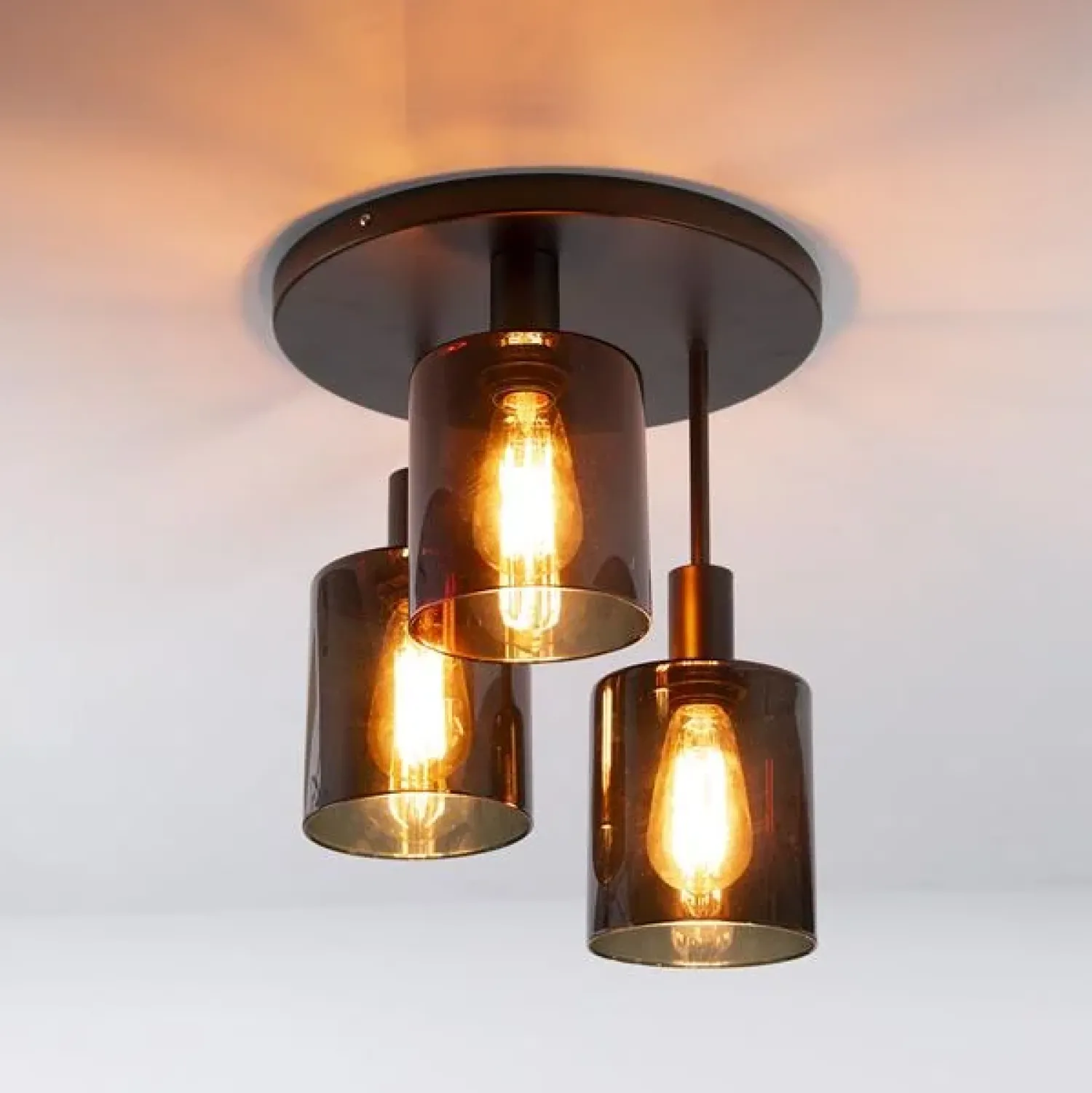 Kalfort Plafondlampen|Luca 3-lichts Plafondlamp Bruin