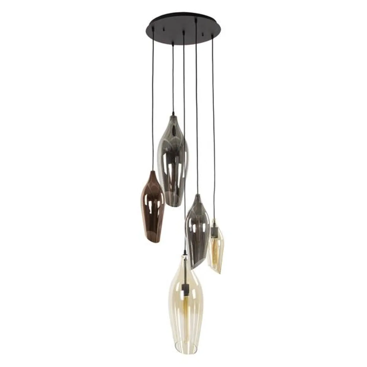 Kalfort Hanglampen|Glazen Hanglamp|Lucario 5-lichts getrapte Hanglamp industrieel