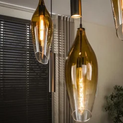 Kalfort Hanglampen|Glazen Hanglamp|Lucario 7-lichts Hanglamp bruin-shaded