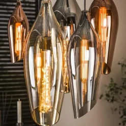 Kalfort Hanglampen|Glazen Hanglamp|Lucario 7-lichts Hanglamp industrieel