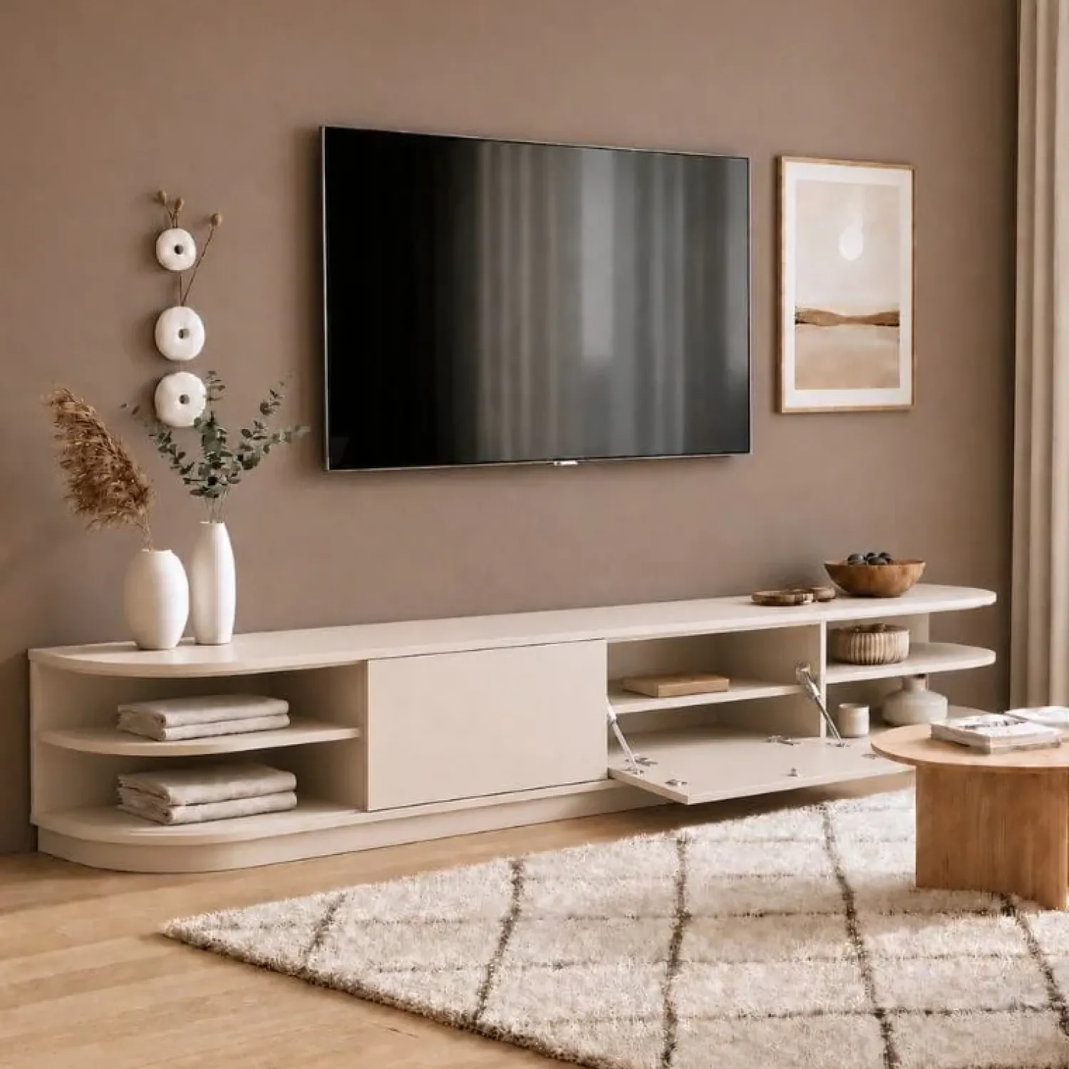 Vane Living Industriele Kasten|Tv Meubels|Luca Staand Tv meubel Zand 220 cm