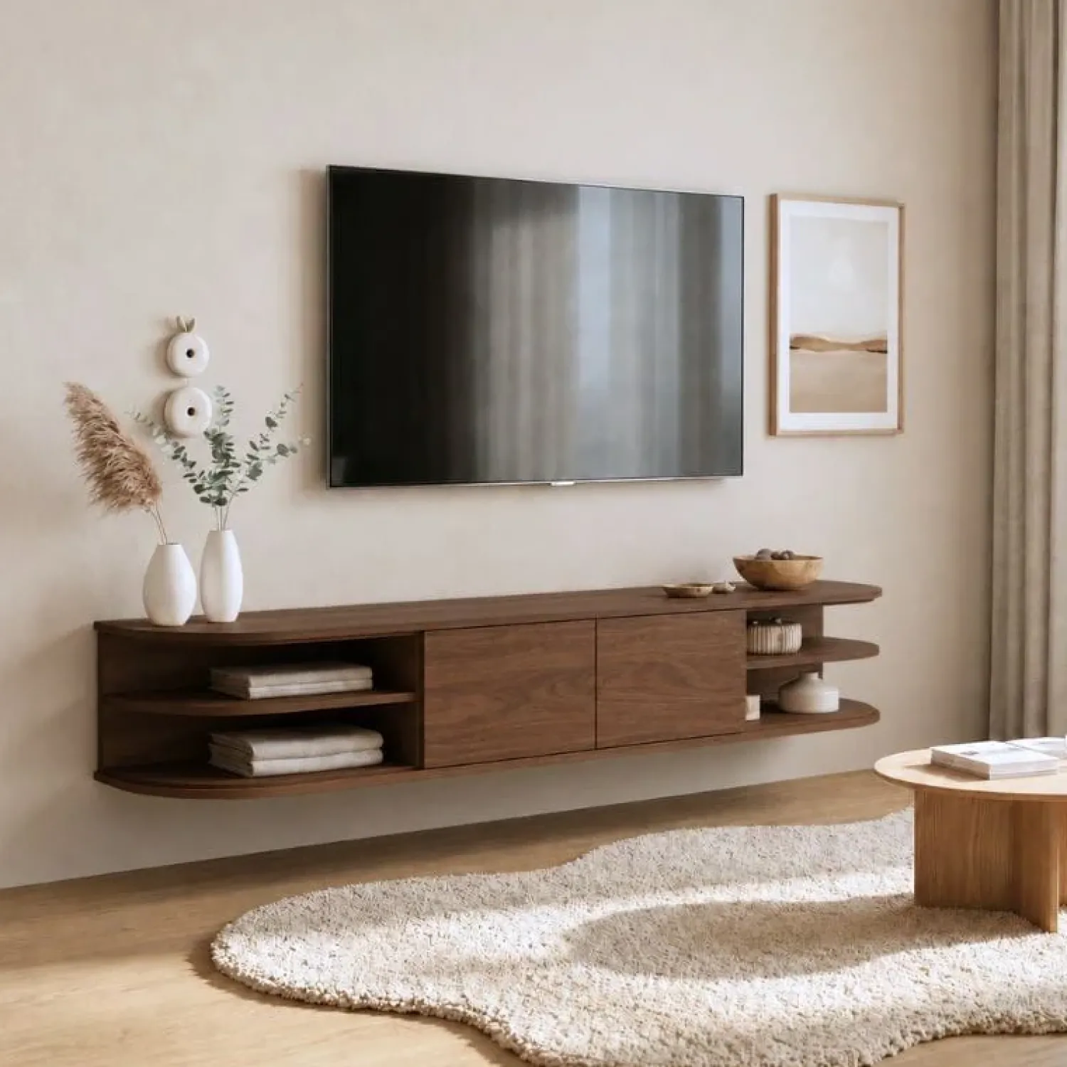 Vane Living Industriele Kasten|Tv Meubels|Luca zwevend Tv meubel Walnoot 160 cm
