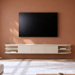 Vane Living Industriele Kasten|Tv Meubels|Luca zwevend Tv meubel Zand 250 cm
