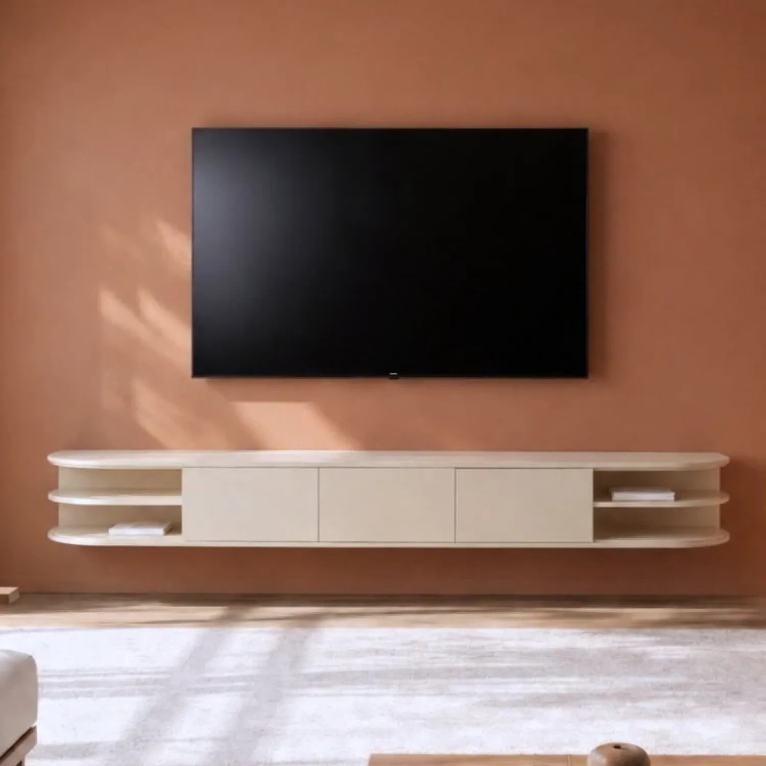 Vane Living Industriele Kasten|Tv Meubels|Luca zwevend Tv meubel Zand 250 cm