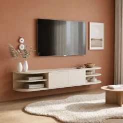 Vane Living Industriele Kasten|Tv Meubels|Luca zwevend Tv meubel Zand 160 cm