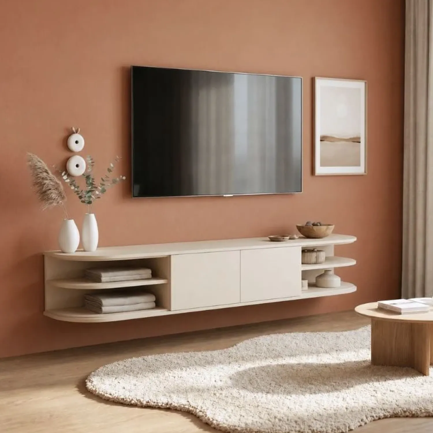Vane Living Industriele Kasten|Tv Meubels|Luca zwevend Tv meubel Zand 160 cm