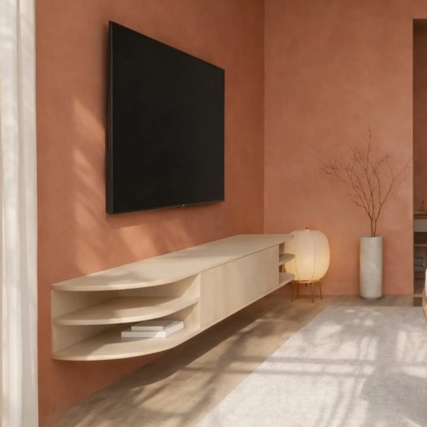 Vane Living Industriele Kasten|Tv Meubels|Luca zwevend Tv meubel Zand 190 cm