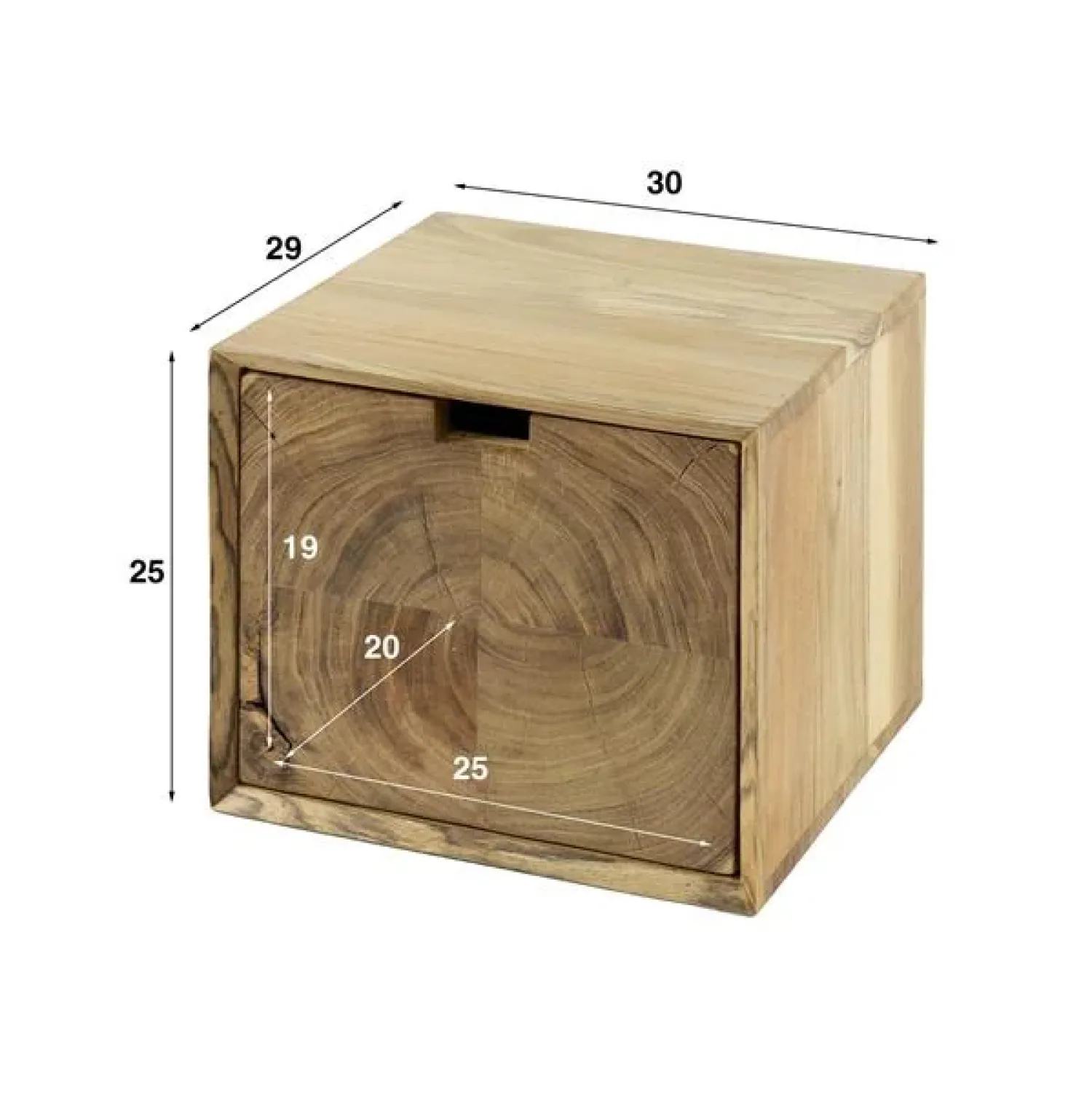 Kalfort Nachtkastjes|Industriele Kasten|Lugano Zwevend Nachtkastje Acaciahout naturel 35cm