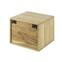 Kalfort Nachtkastjes|Industriele Kasten|Lugano Zwevend Nachtkastje Acaciahout naturel 35cm