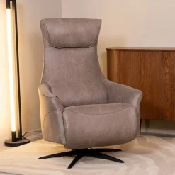 Label51 Fauteuils|Lund Elektrische Fauteuil Taupe Microleder